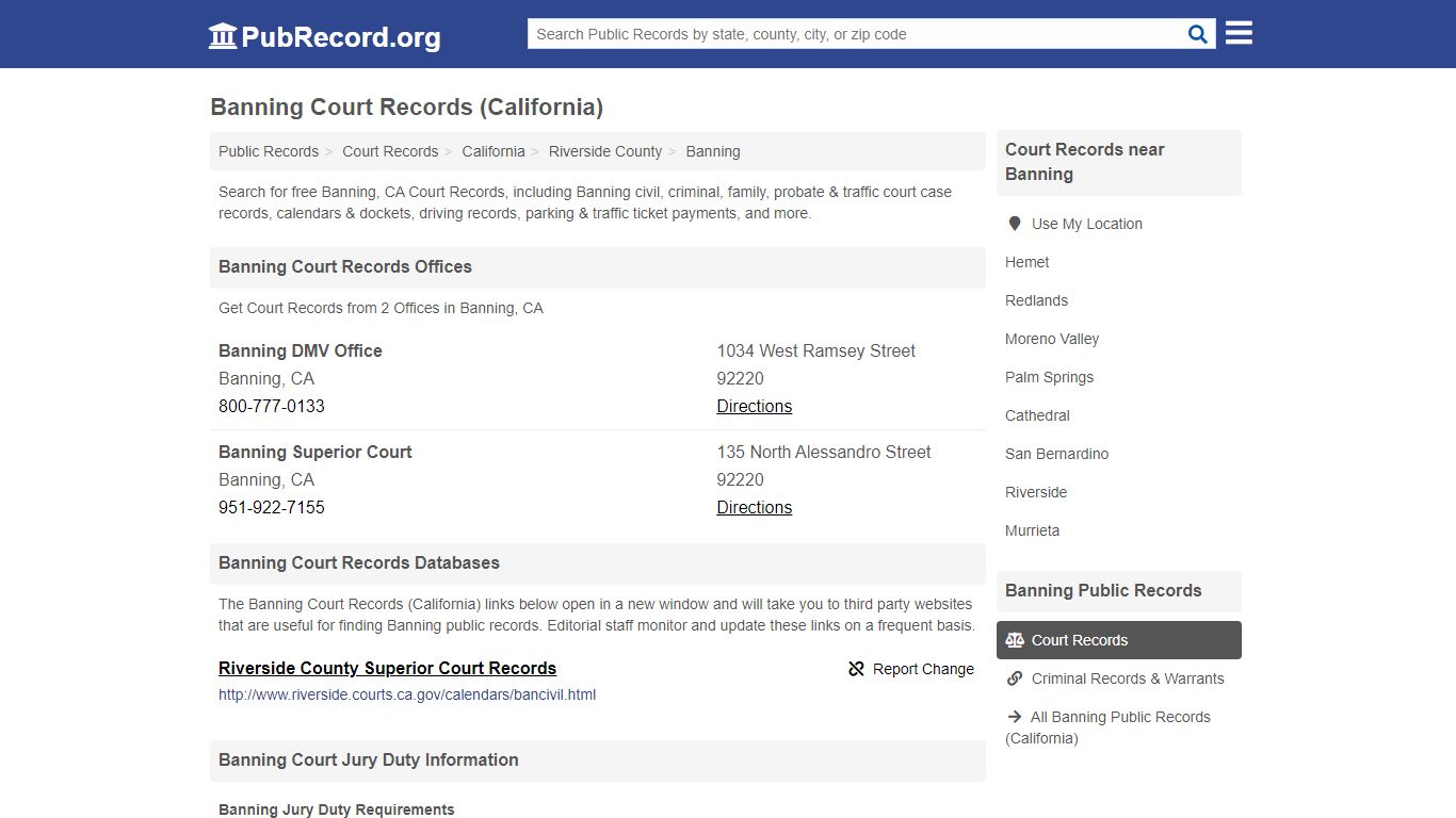 Free Banning Court Records (California Court Records)