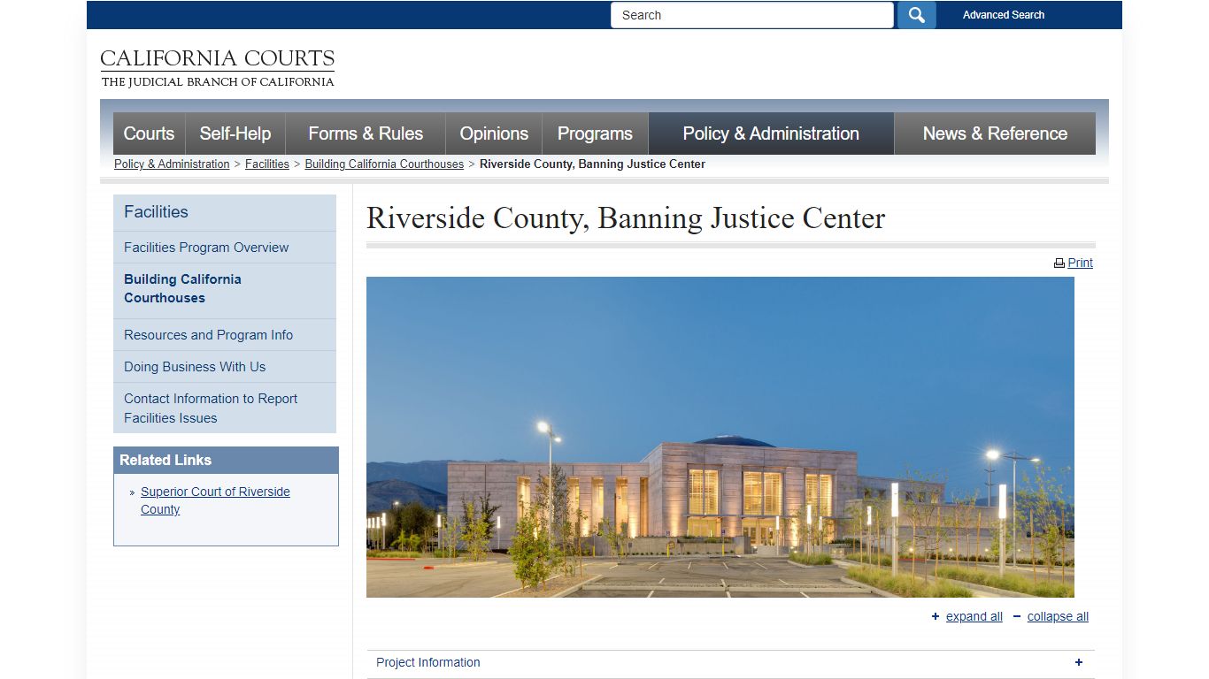 Riverside County, Banning Justice Center - facilities_program - California